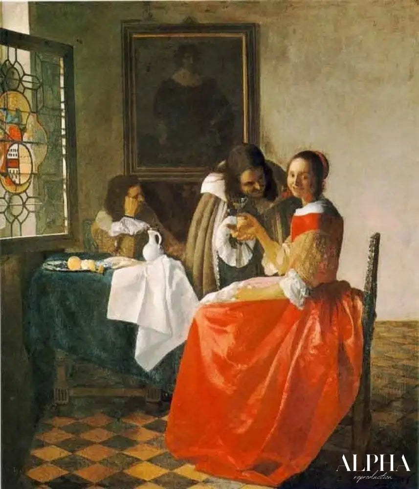 La Jeune Fille au verre de vin - Johannes Vermeer - Reproductions de tableaux et peintures haut de gamme