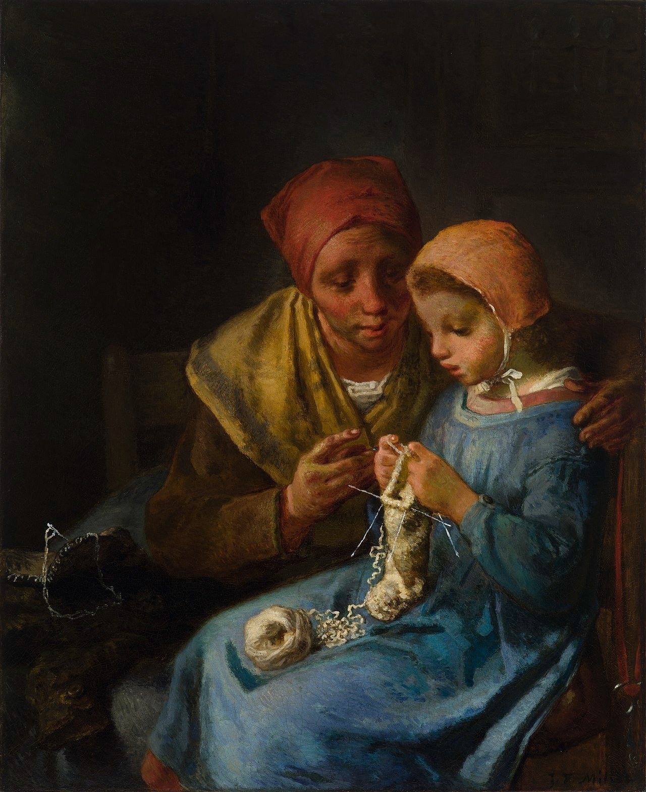 La leçon de tricot - Jean-François Millet