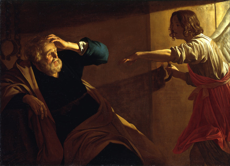 Meleğin Saint Pierre'yi hapisten kurtarması - Gerrit van Honthorst