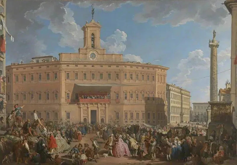 Monteciatorio Meydanı'nda Piyango - Giovanni Paolo Panini