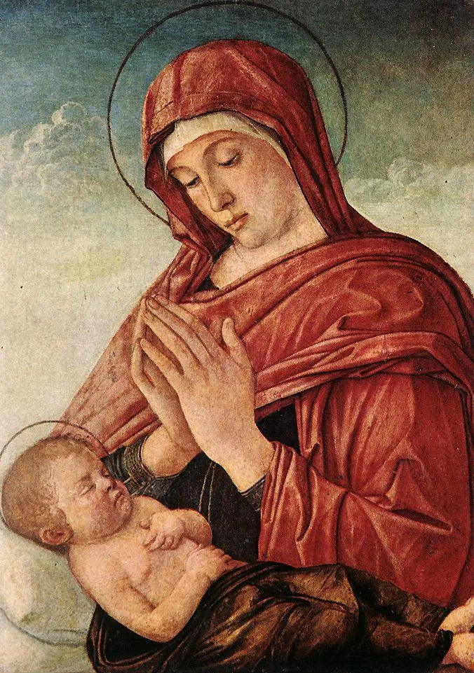Uyuyan Çocuk İsa'yı Sevgiyle İzleyen Meryem Ana - Giovanni Bellini