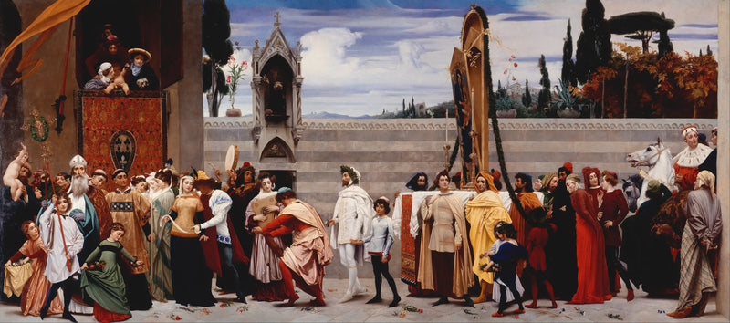 Cimabue'nin Meryem Ana'sı, Floransa'da alay yürüyüşünde taşınıyor - Frederic Leighton