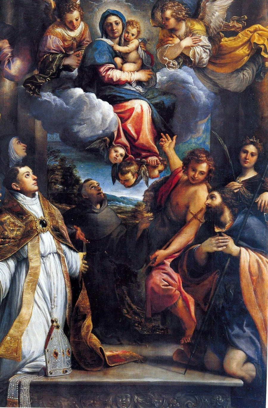 İlahi Meryem ve Azizlerle Zaferle Taçlandırılmış Madonna - Annibale Carracci
