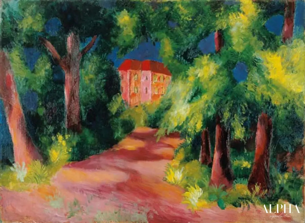 La maison rouge dans le parc - August Macke - Reproductions de tableaux et peintures haut de gamme