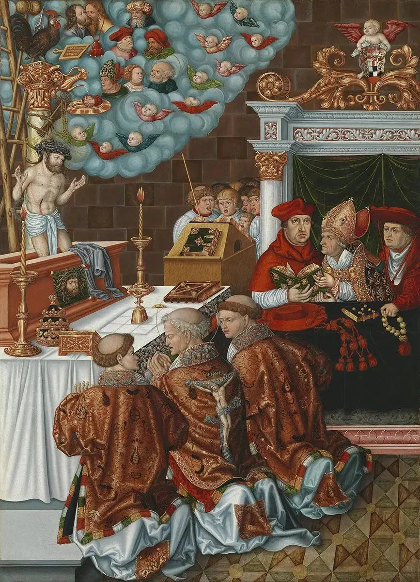 Aziz Gregoriyus ayini ve Brandenburg Kardinali Albrecht - Lucas Cranach the Elder