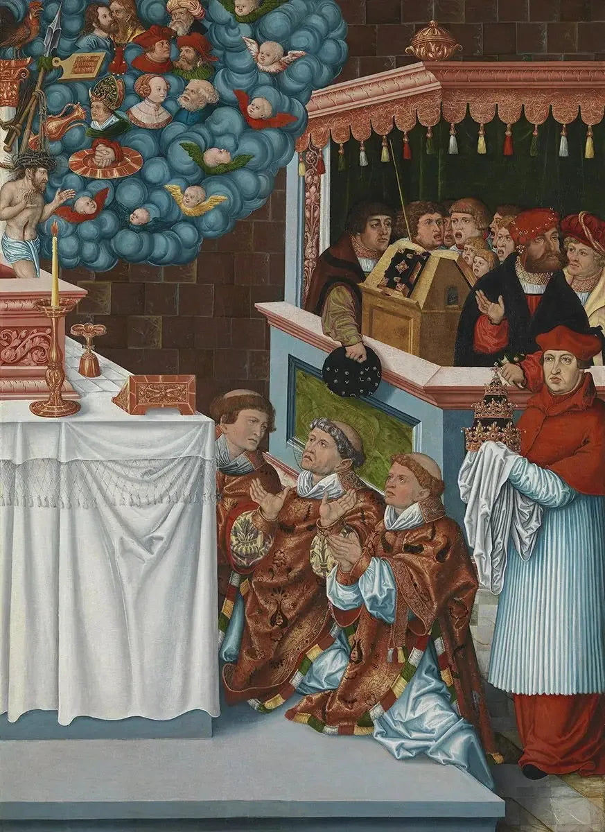 Aziz Gregor'un Ayini ve Brandenburg Kardinali Albrecht - Lucas Cranach the Elder