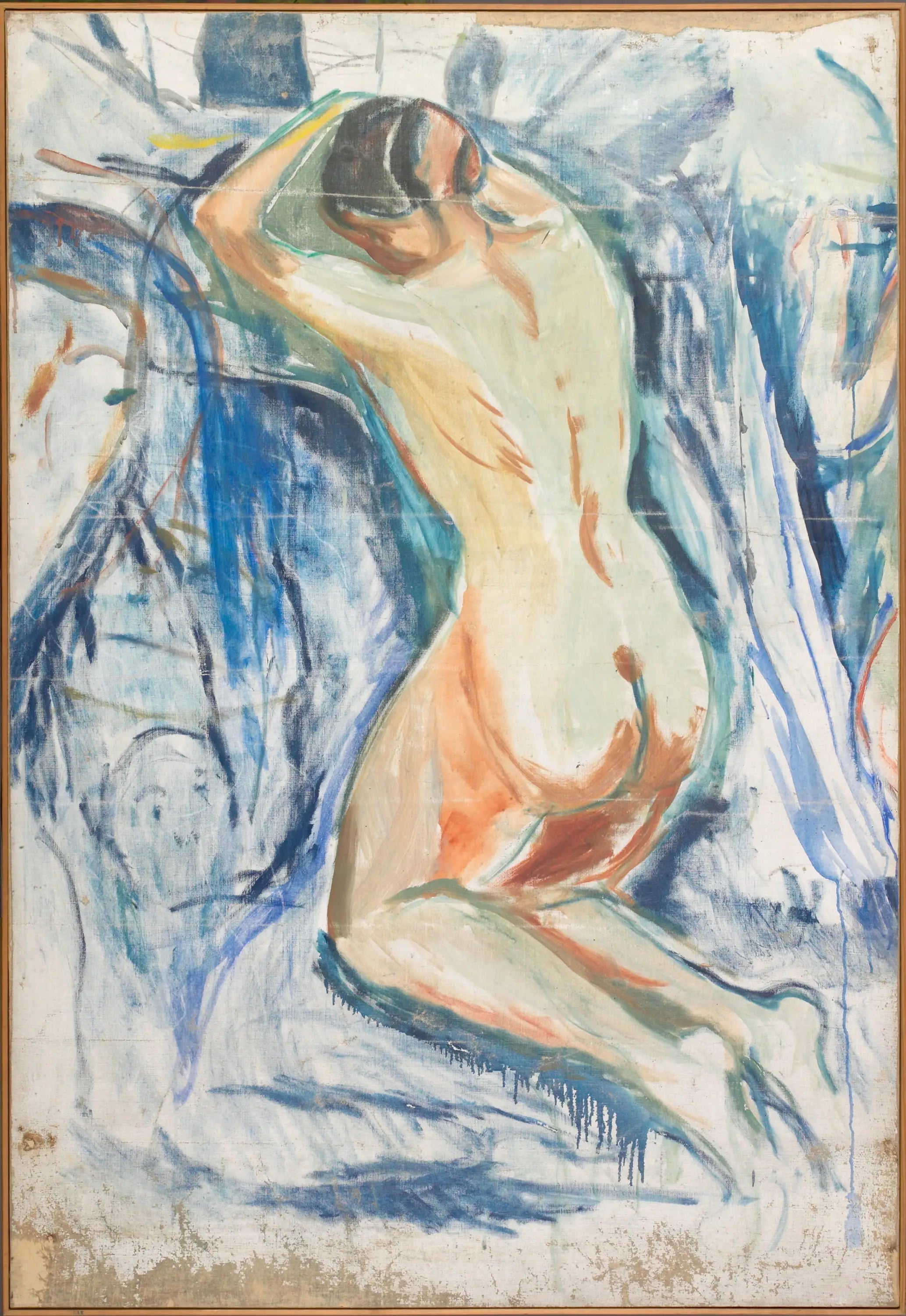 Reproduction du tableau « La Montagne humaine : nu agenouillé - Edvard Munch » par Alpha Reproduction en peinture à l’huile