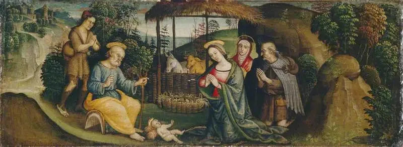 İsa'nın Doğumu ve Aziz Brigitta - Pietro Perugino