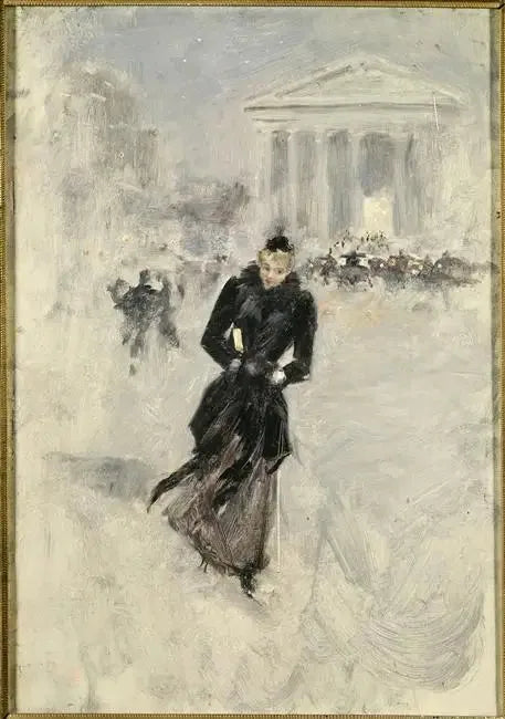 La Parisienne Rue Royale, yılan derisi takan kadın - Jean Béraud