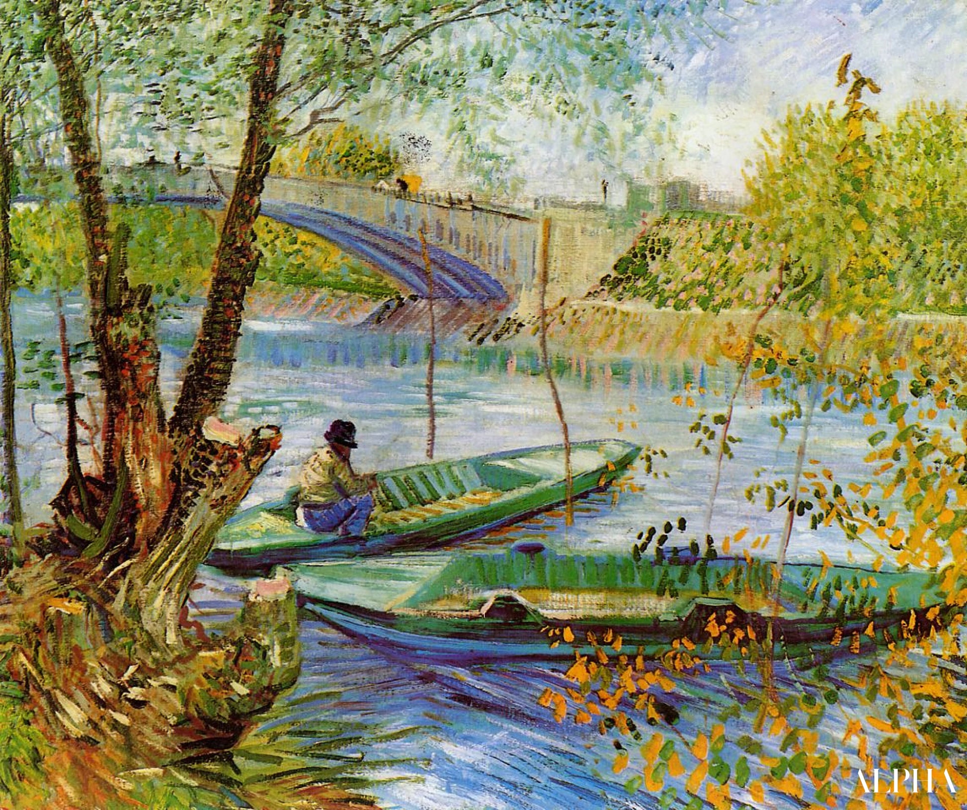 La Pêche au Printemps, Pont de Clichy - Van Gogh - Reproductions de tableaux et peintures haut de gamme
