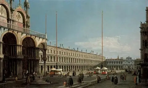 San Marco Meydanı, Venedik, Campo di San Basso'dan Procuratie Nuove ve San Geminiano Kilisesi'ne bakış - Canaletto