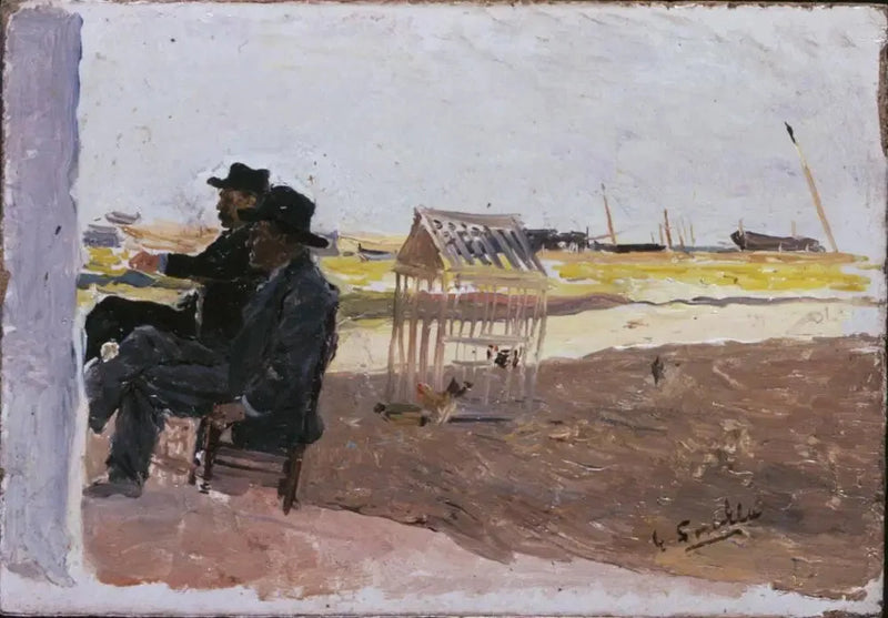 Plaj, Valencia (İki Oturan Adam) - Joaquín Sorolla