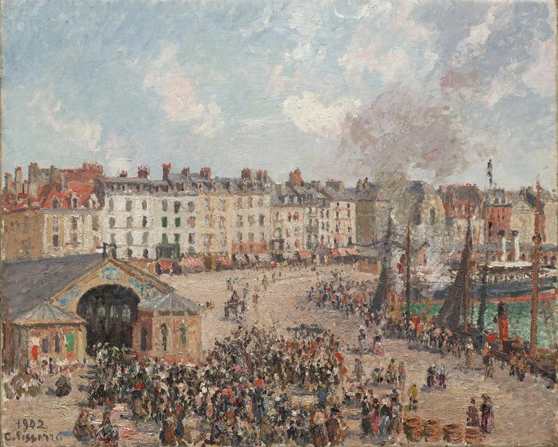 Dieppe'deki Balıkçı Dükkanı - Camille Pissarro