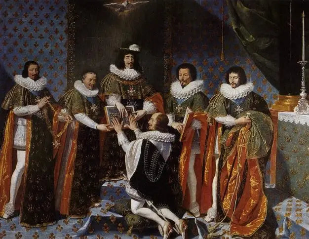 Kral Louis XIII tarafından 1633 yılında Longueville Dükü'nün Kutsal Ruh Nişanı düzeninde kabulü - Philippe de Champaigne