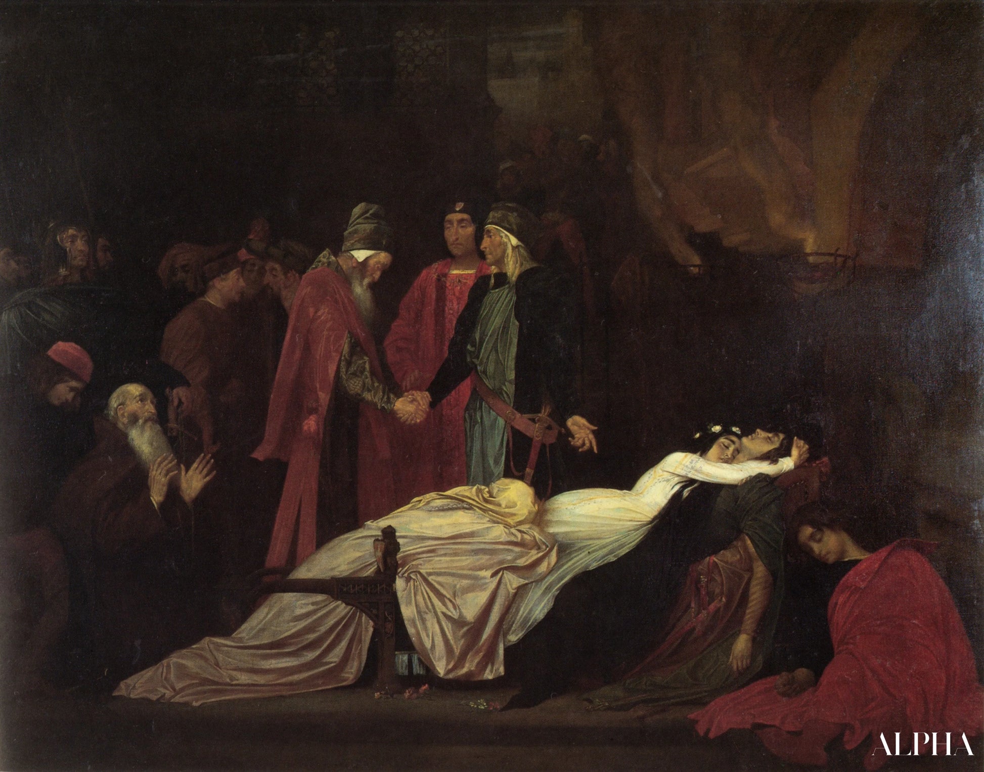 La réconciliation des Montague et Capulets sur les cadavres de Roméo et Juliette - Frederic Leighton Reproductions de