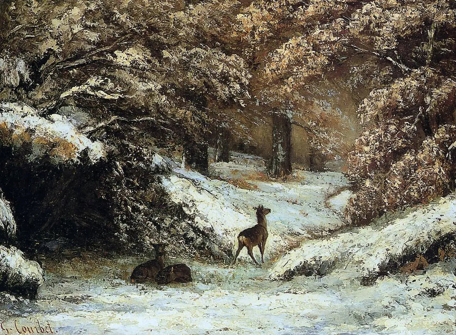 Kışın Geyiklerin İndirilmesi - Gustave Courbet