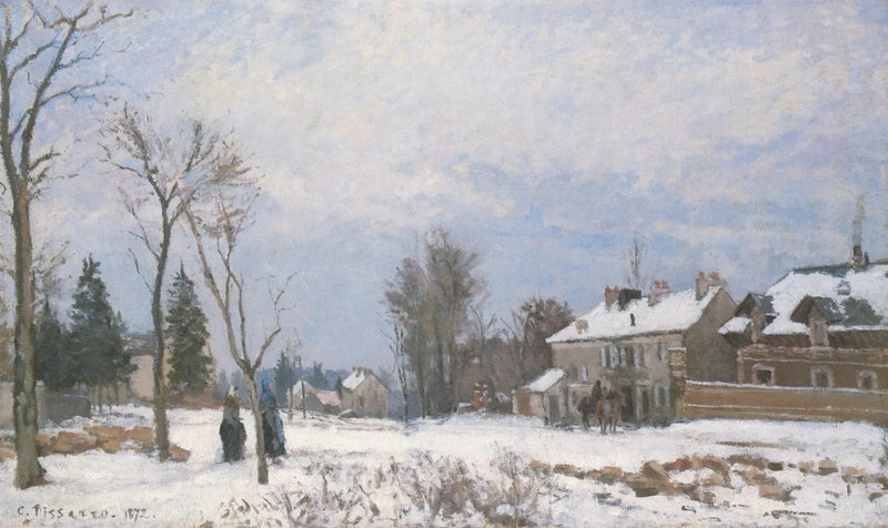 Versailles'tan Saint-Germain'e Giden Yol, Louveciennes, kar etkisi - Camille Pissarro
