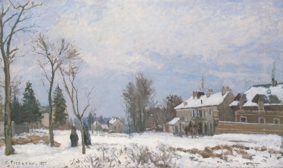 Versailles'tan Saint-Germain'e Giden Yol, Louveciennes, kar etkisi - Camille Pissarro