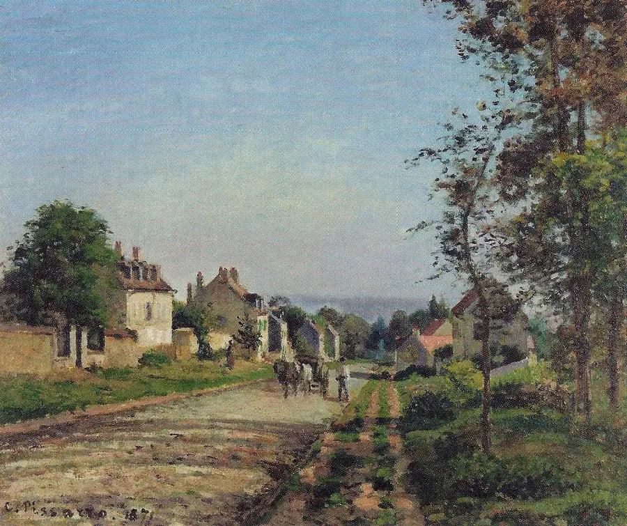 Versailles Yolu, Louveciennes, kış güneşi ve kar - Camille Pissarro