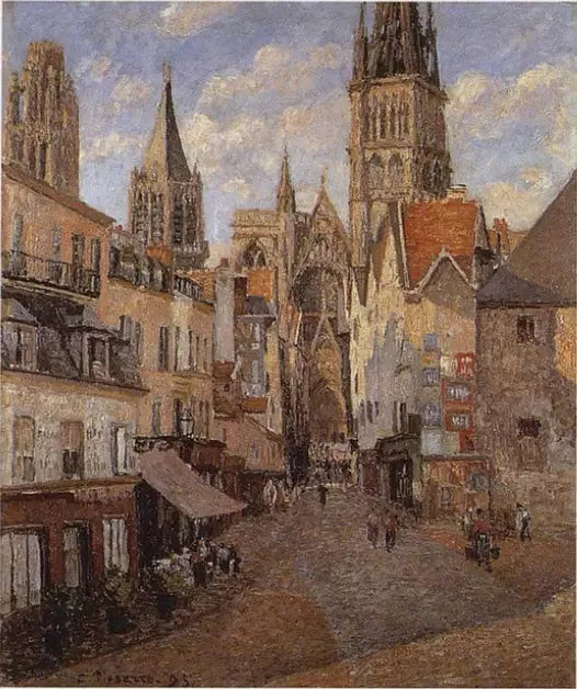 Rouen'deki Bakkal Sokağı, akşamüstü - Camille Pissarro