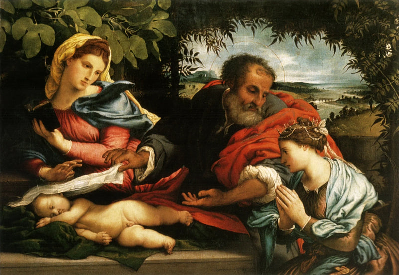 Aziz Aile ve Aziz Catherine of Alexandria - Lorenzo Lotto