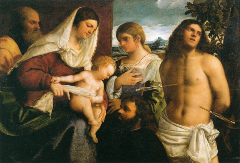 Kutsal Aile, Kutsal Catherine, Aziz Sebastian ve Bir Bağışçı - Sebastiano del Piombo