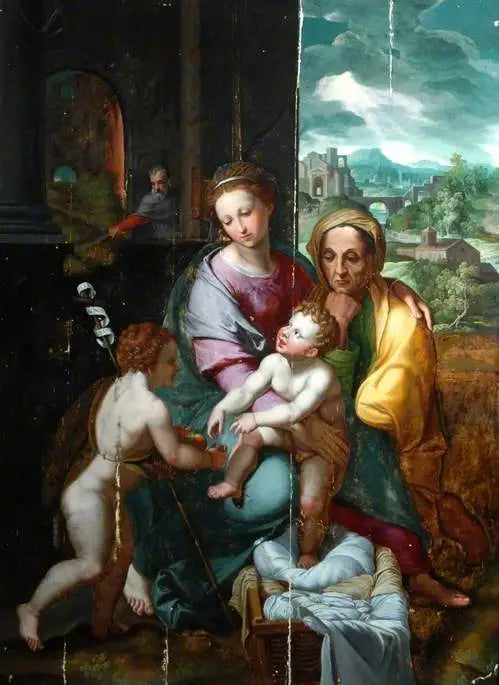 Kutsal Aile, Aziz Elizabeth ve Kutsal Jean-Baptiste Çocuğu ile - Raphael Sanzio