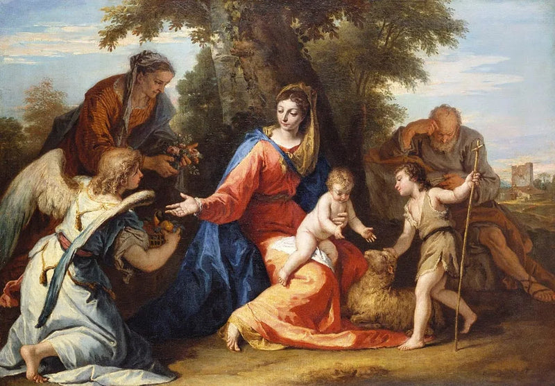 Kutsal Aile ve Kutsal Elisabeth, Vaftizci Yahya ve Bir Melek - Sebastiano Ricci