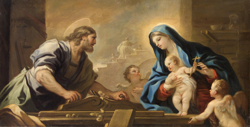 Aziz Aile ve marangoz atölyesinde Joseph ile Luca Giordano