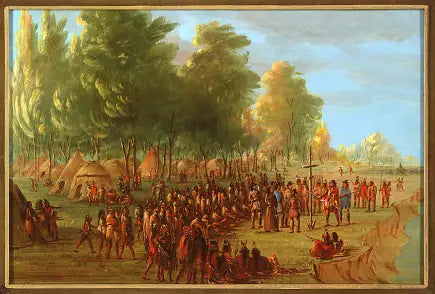 La Salle bir haç dikiyor ve araziyi teslim alıyor. 25 Mart 1682 - George Catlin