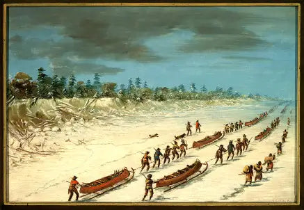 Michigan Gölü üzerinde buzlar üzerinde geçen Salle. 8 Aralık 1681 - George Catlin
