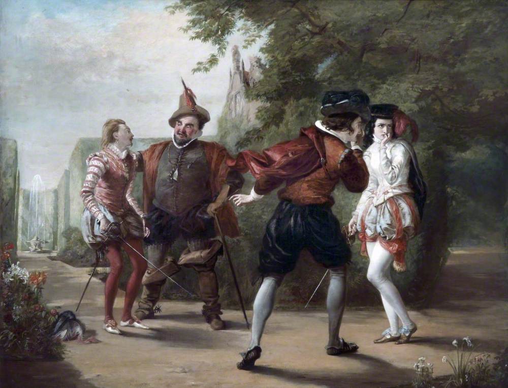 La scène du duel tirée de « La Nuit des rois » de William Shakespeare - William Powell Frith image 1 tableau peint à l’huile sur toile