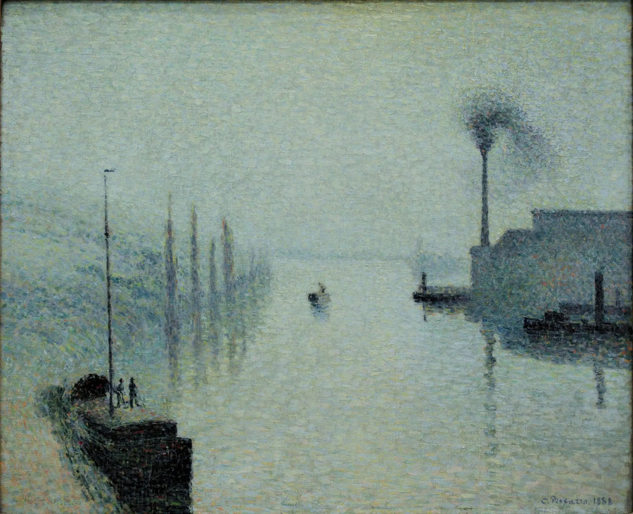 Rouen'de Seine, Lacroix Adası, sis etkisi - Camille Pissarro