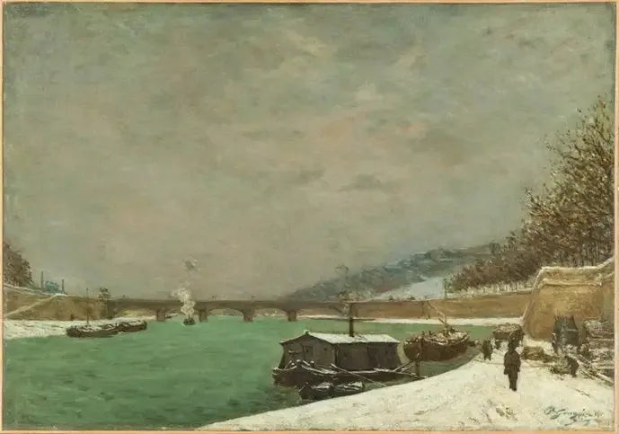 İena Köprüsü'nde Seine, Kar Zamanı. - Paul Gauguin