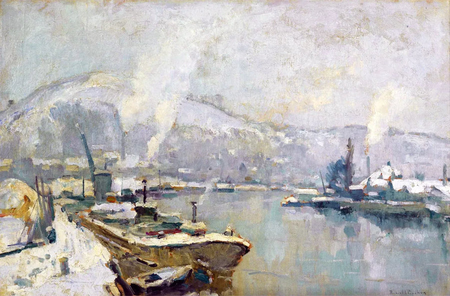 Seine Nehri ve Côte Sainte Catherine Rouen'de kışın - Robert Antoine Pinchon