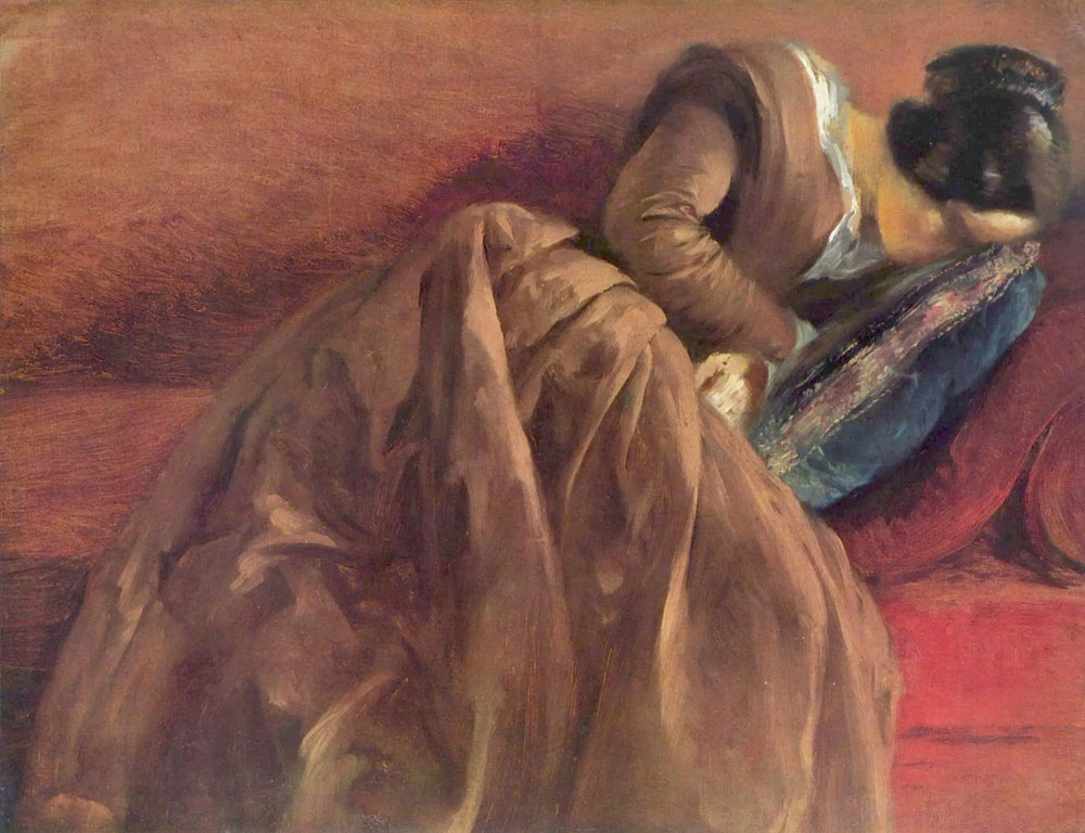 La sœur de Menzel Emilie endormie - Adolph von Menzel - Alpha Reproduction