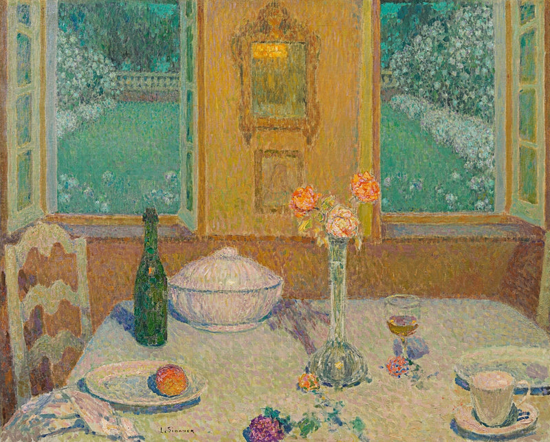Çiçekli Bahçedeki Masa Gün Batımında, Gerberoy - Henri Le Sidaner