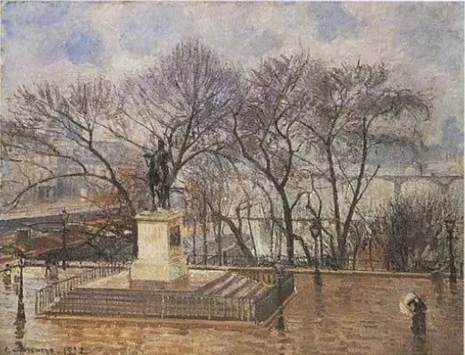 La terrasse surélevée du Pont-Neuf, place Henri IV : sous la pluie matinale - Camille Pissarro image 1 reproduction artisanale de tableau