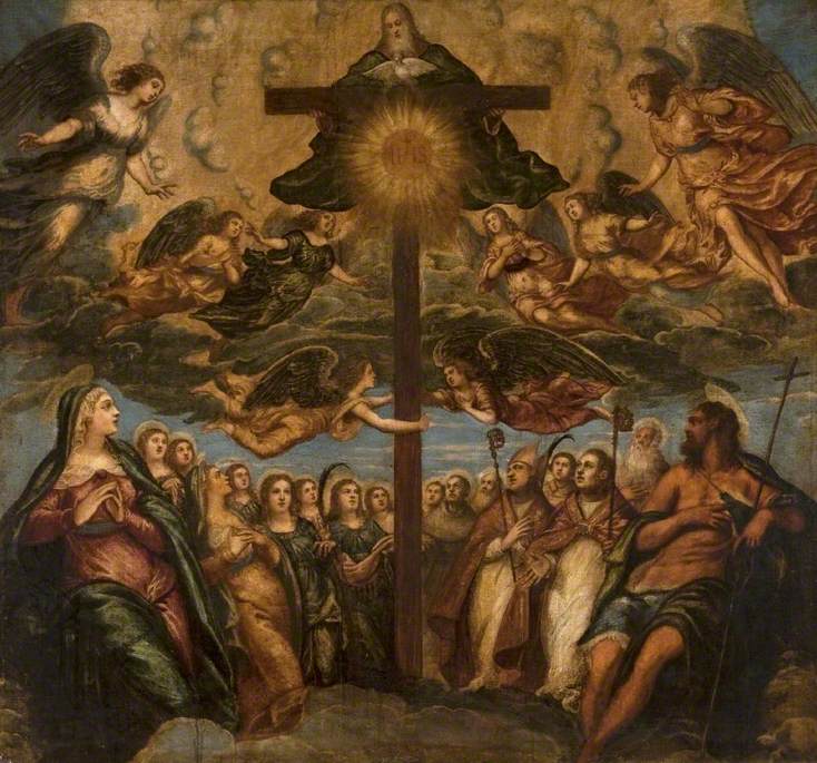 Azizler ve melekler tarafından sevilen Üçleme - Jacopo Tintoretto