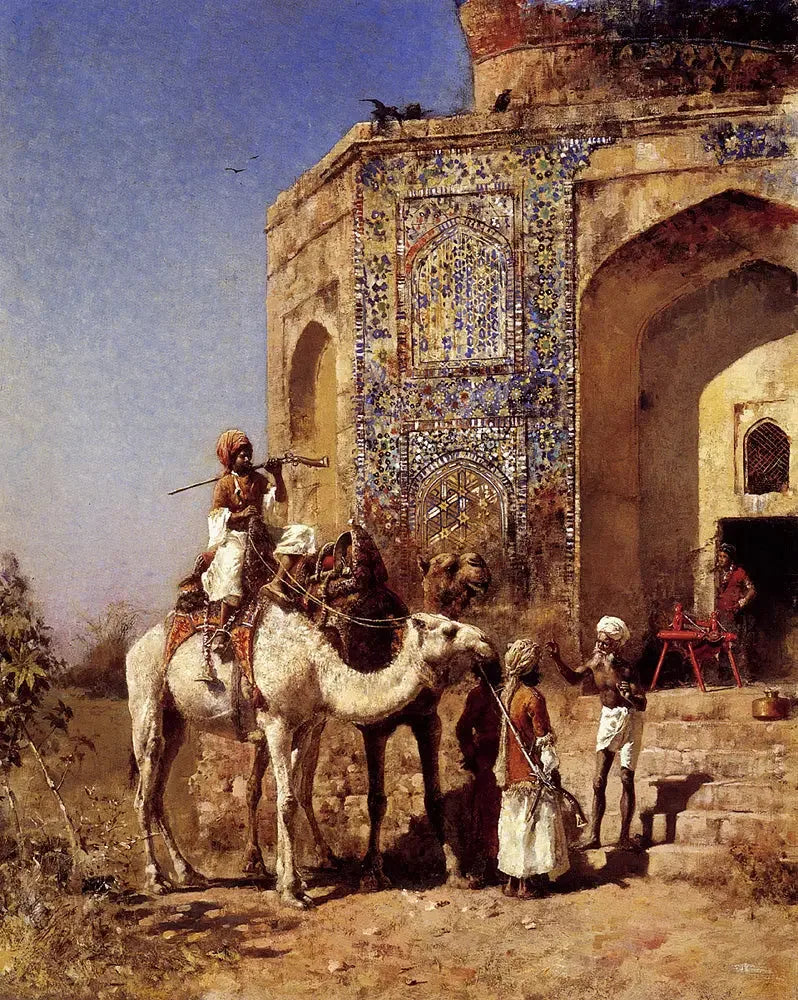 Delhi dışında mavi kiremitli eski cami - Edwin Lord Weeks