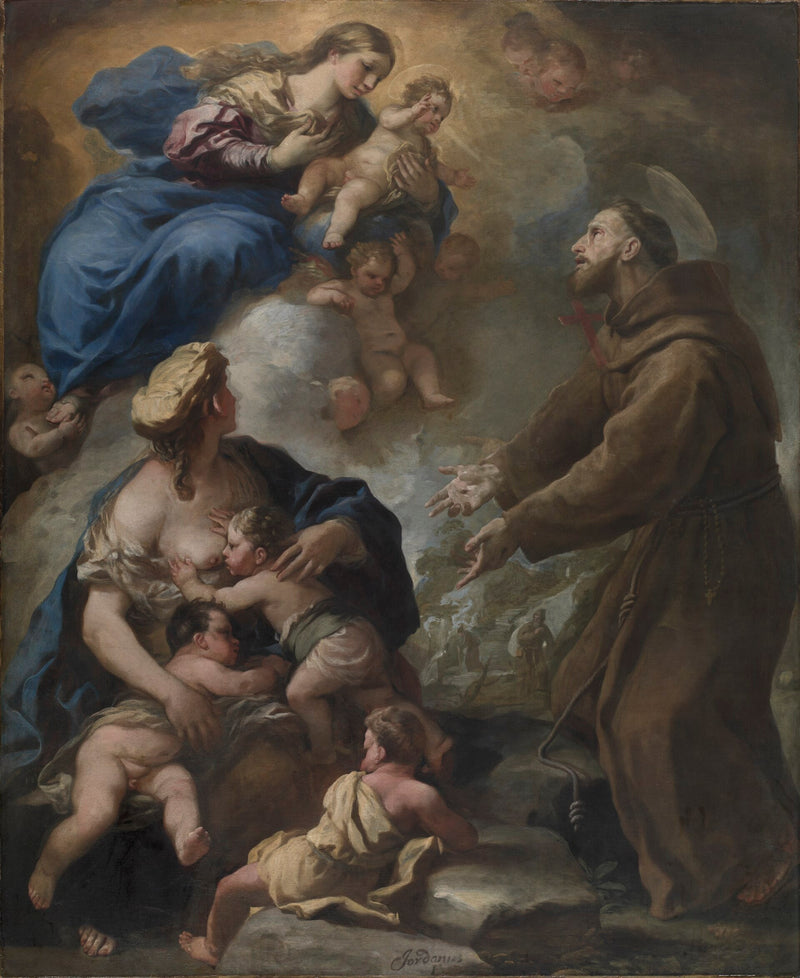 İsa Anası ve Çocuk İsa, Aziz Francis'e Görünen - Luca Giordano