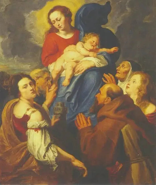 İsa Çocuk ve Beş Azize ile Meryem Ana - Antoine van Dyck