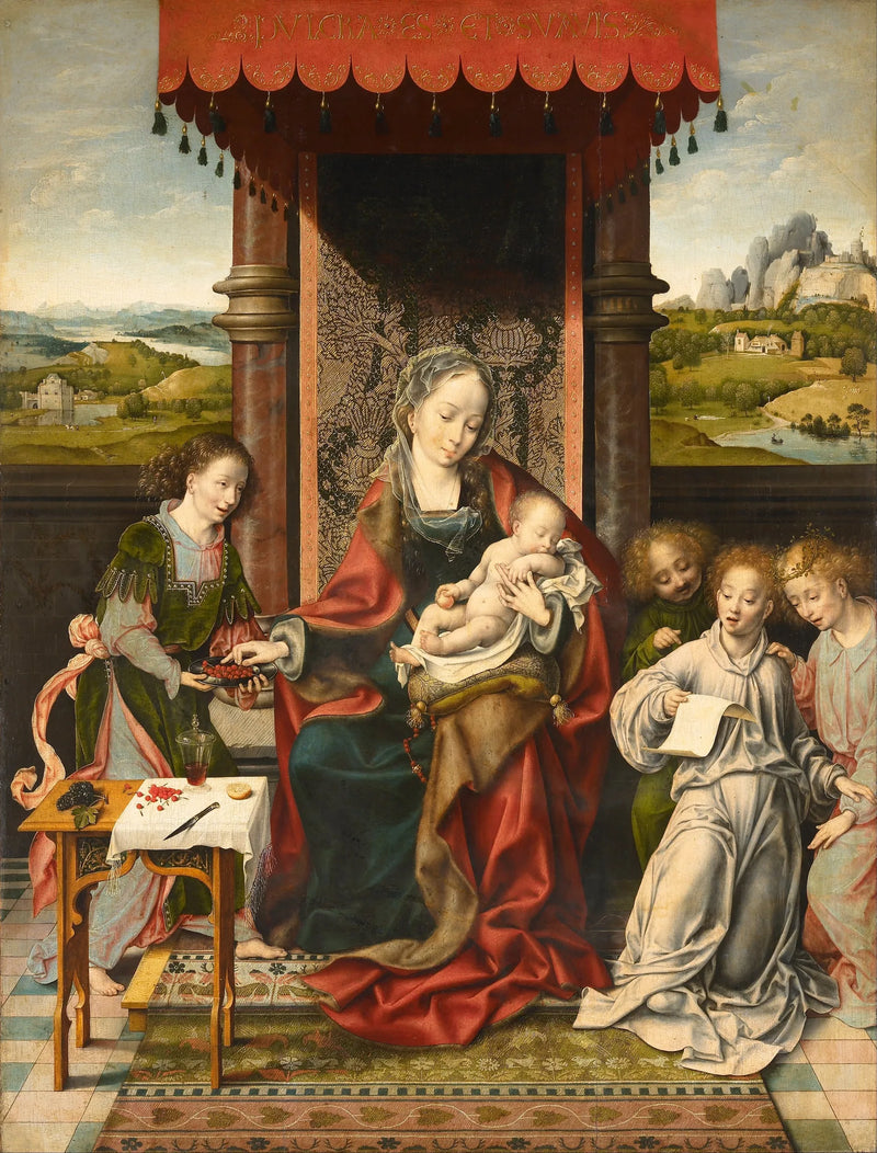 İsa ve Meryem Çocuk ve Meleklerle - Joos van Cleve