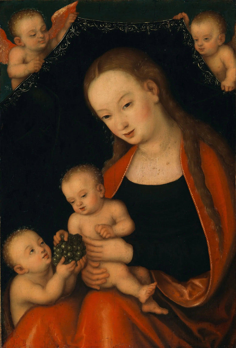 İsa Çocuk ve Küçük Jean Baptiste ile Melekler ile Meryem Ana - Lucas Cranach the Elder