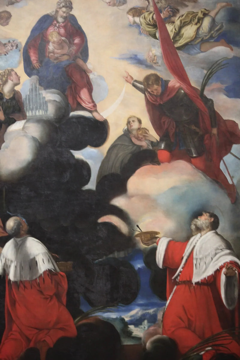 İsa ve Çocuk Meryem, Azizler Cüliya, Marina, Theodore, Küm ve Damien ile - Jacopo Tintoretto