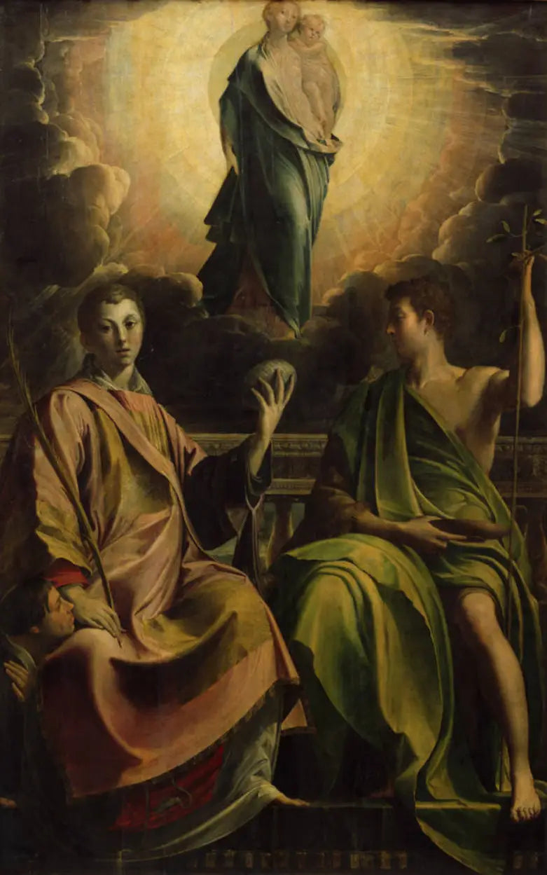 İsa ve Vaftizci Yahya ile Azizler Stefano ve Yuhanna ile Meryem Ana Çocukluğuyla - Parmigianino