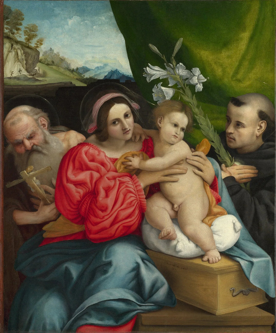 Tolentino'dan Aziz Jerome ve Nicolas ile Bebek Meryem - Lorenzo Lotto