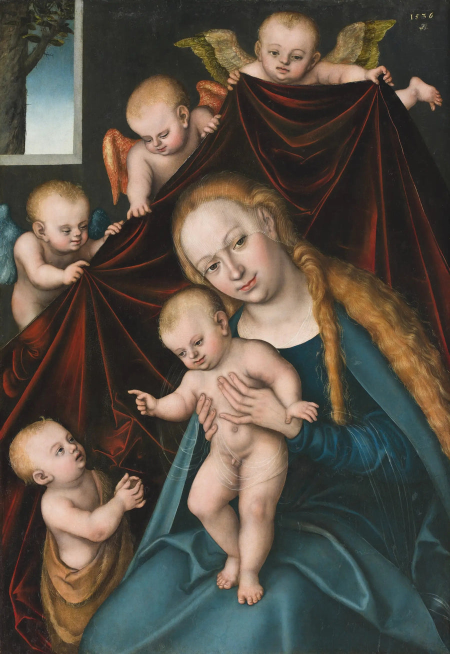 İsa ve Çocuk Meryem ile Çocuk Vaftizci Yahya ve Melekler - Lucas Cranach the Elder