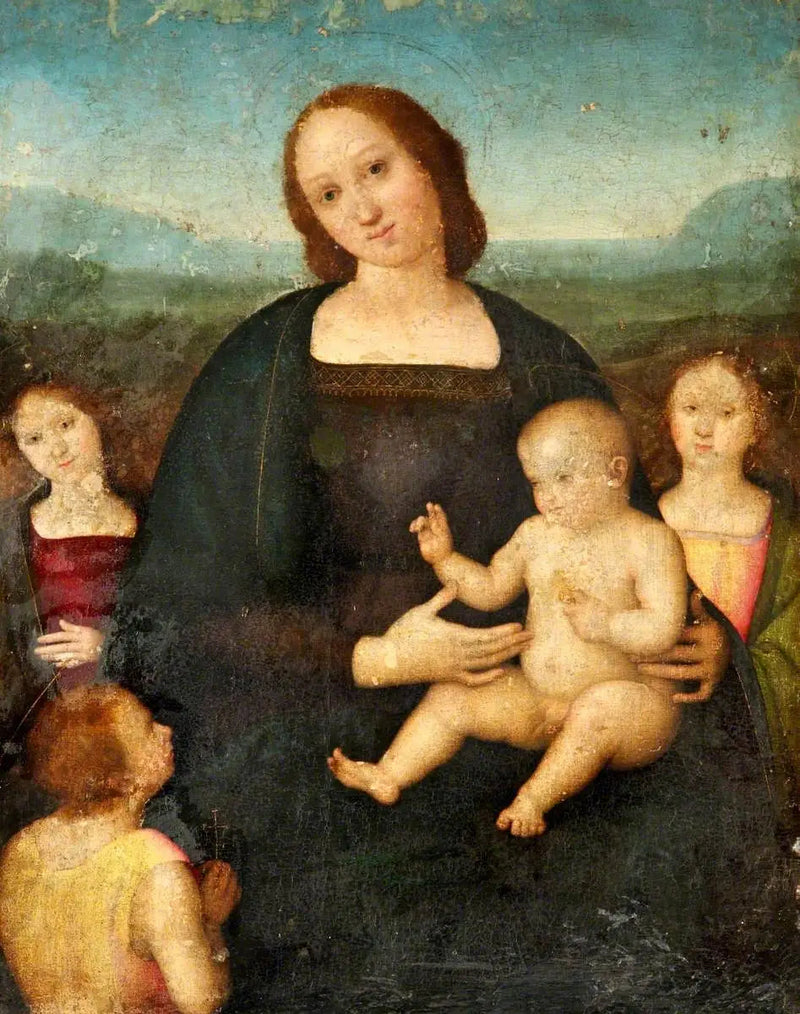 İsa ve Çocuk Meryem Ana, Aziz Yuhanna ve İki Melek ile - Pietro Perugino