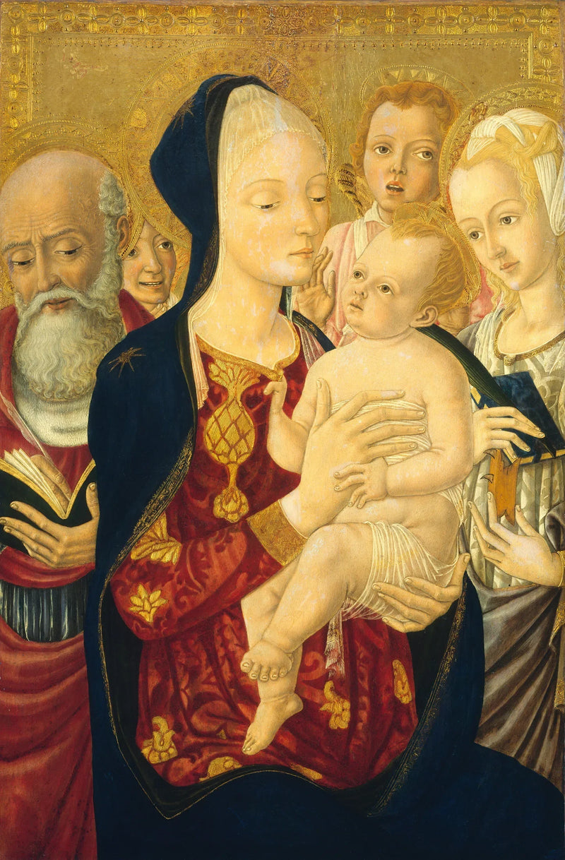 İsa Çocuk ve Meryem Ana, Aziz Jerome, Aziz Catherine ve Meleklerle - Matteo di Giovanni